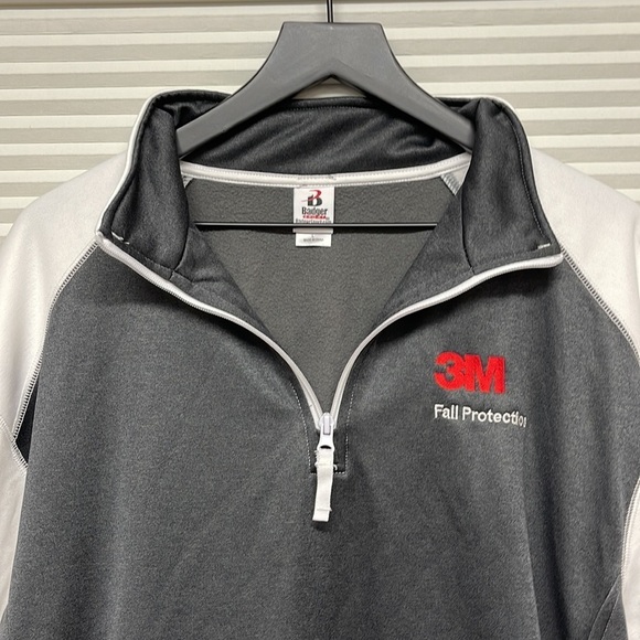 Badger Sport Gray and White 3M Fall Protection 1/4 Zip Pullover Sweatshirt - Picture 2 of 7